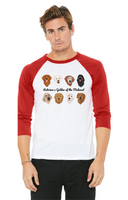Golden Faces 3/4 Sleeve Baseball Tee in White/Red
